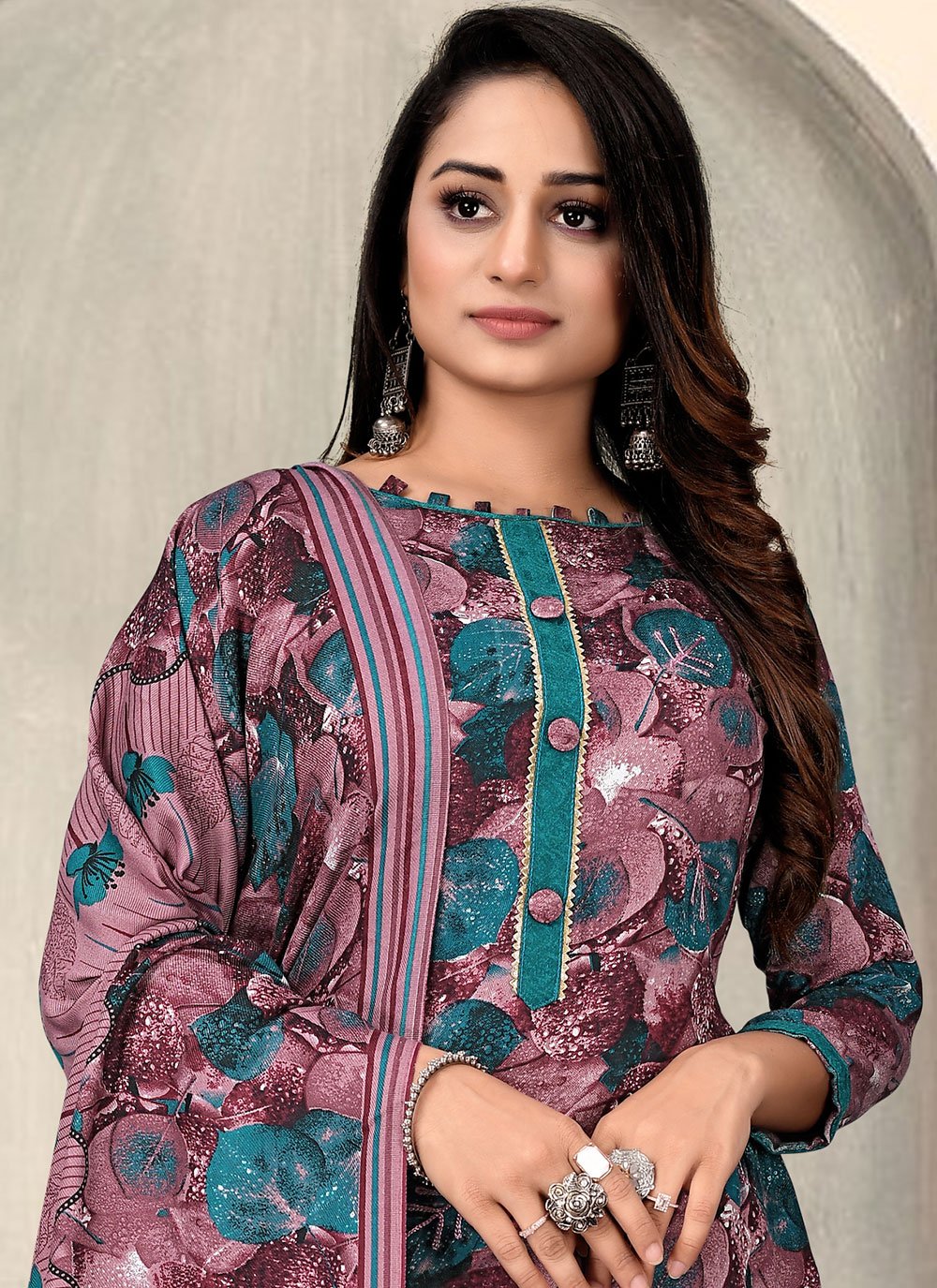 Salwar Suit Pashmina Multi Colour Print Salwar Kameez