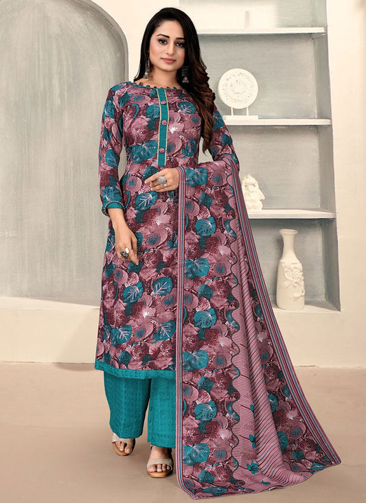 Salwar Suit Pashmina Multi Colour Print Salwar Kameez