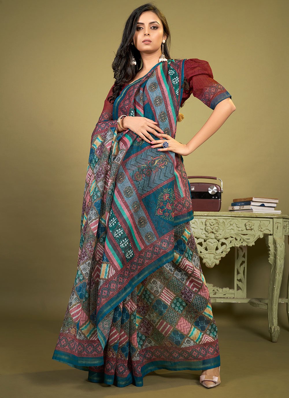 Trendy Saree Cotton Multi Colour Print Saree