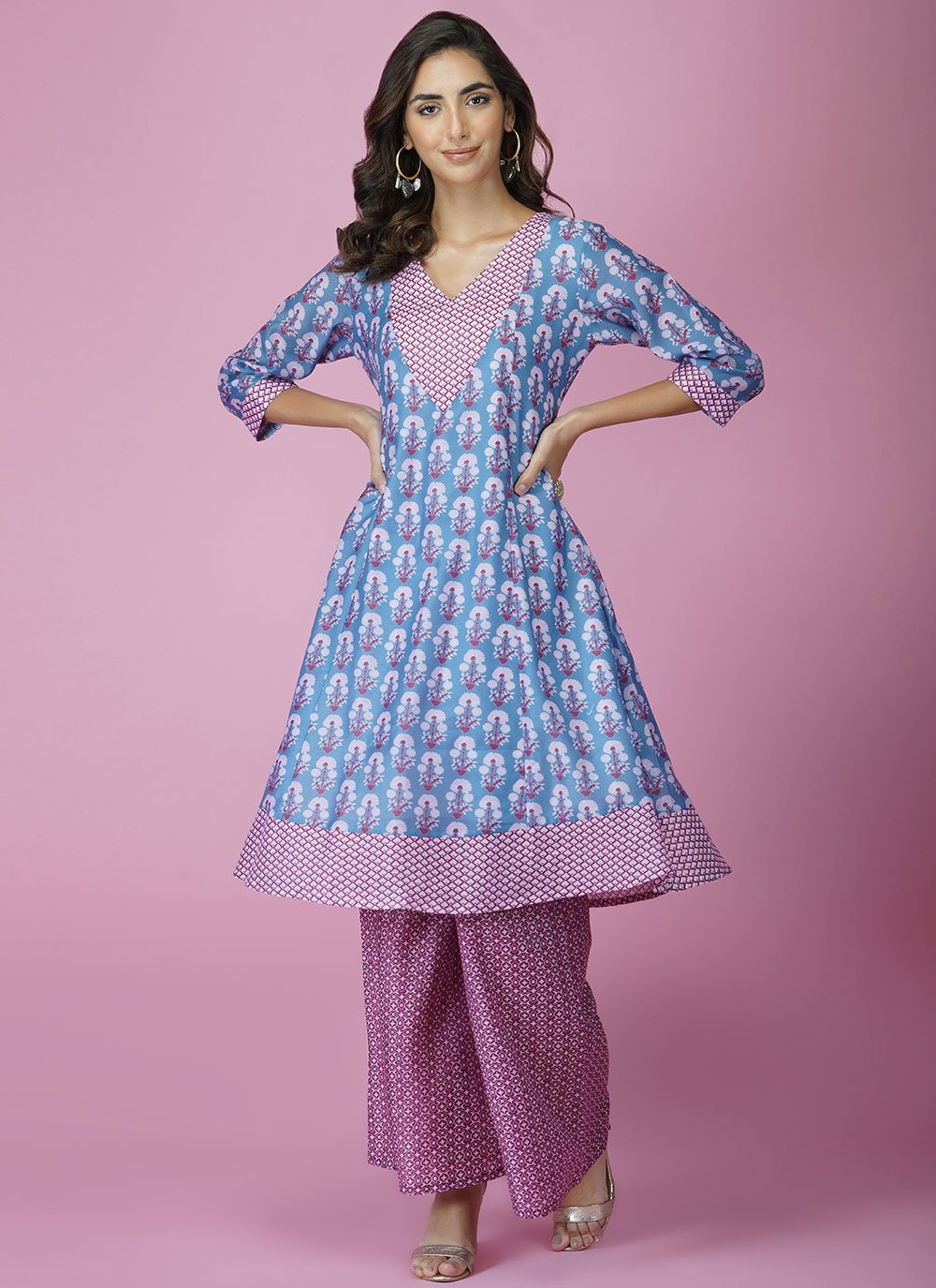 Casual Kurti Muslin Blue Print Kurtis