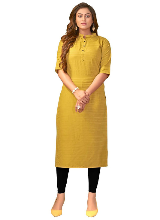 Casual Kurti Nylon Viscose Mustard Print Kurtis