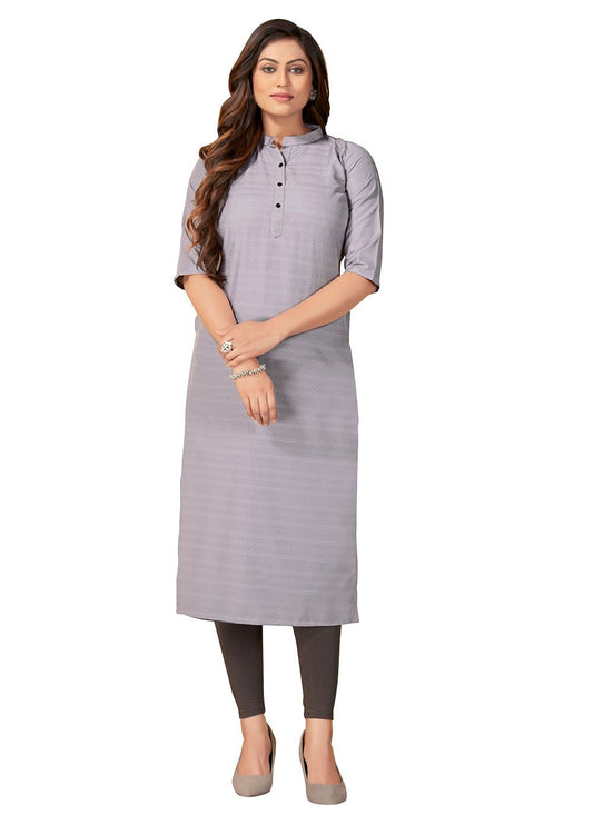 Designer Kurti Nylon Viscose Grey Print Kurtis