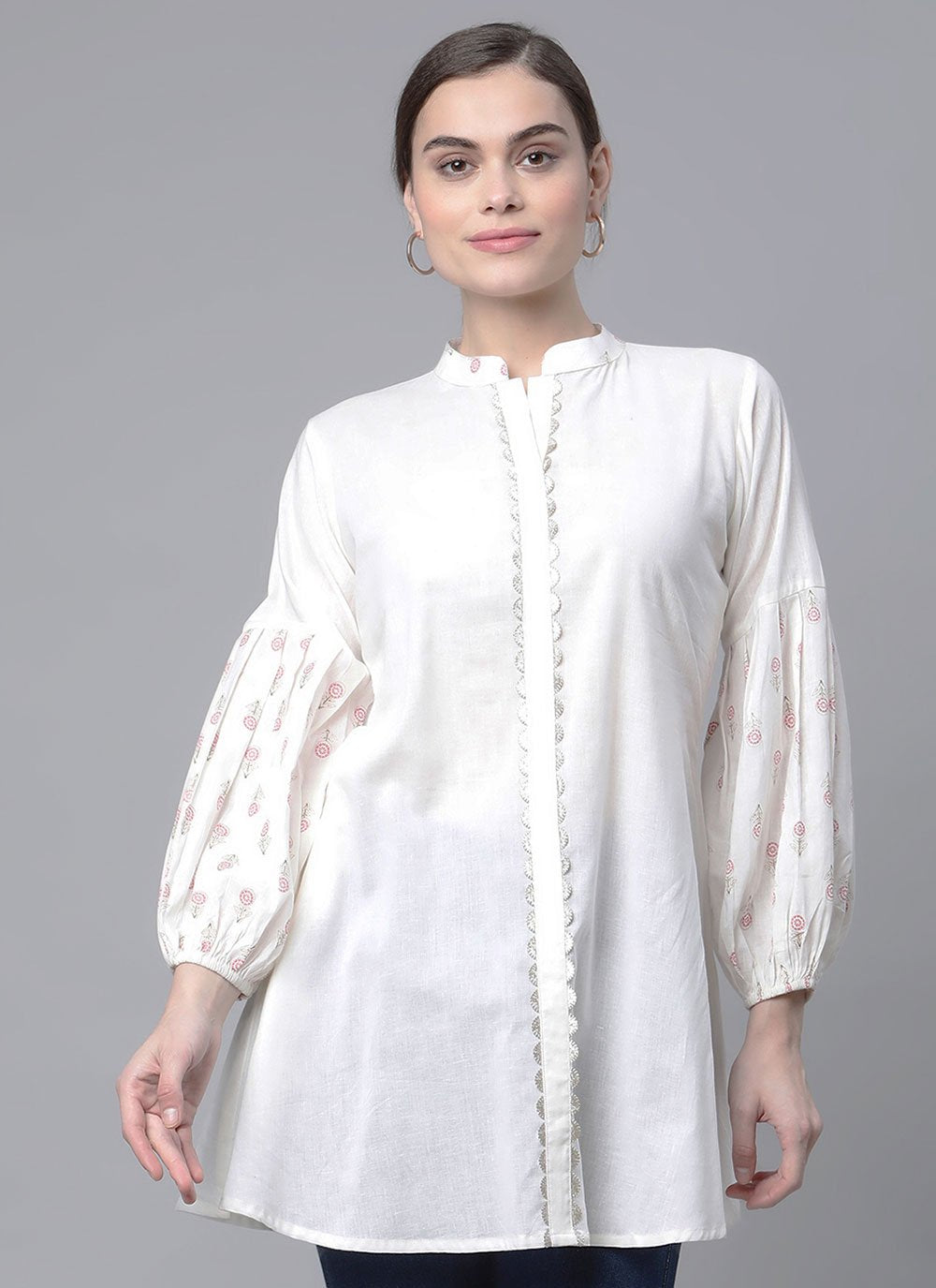 Casual Kurti Cotton Off White Print Kurtis