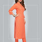 Pant Style Suit Blended Cotton Orange Print Salwar Kameez