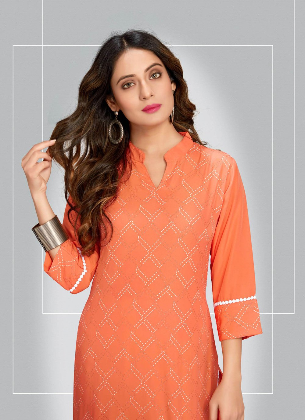 Pant Style Suit Blended Cotton Orange Print Salwar Kameez