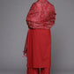 Palazzo Salwar Suit Cotton Red Print Salwar Kameez