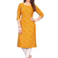 Casual Kurti Faux Crepe Mustard Print Kurtis