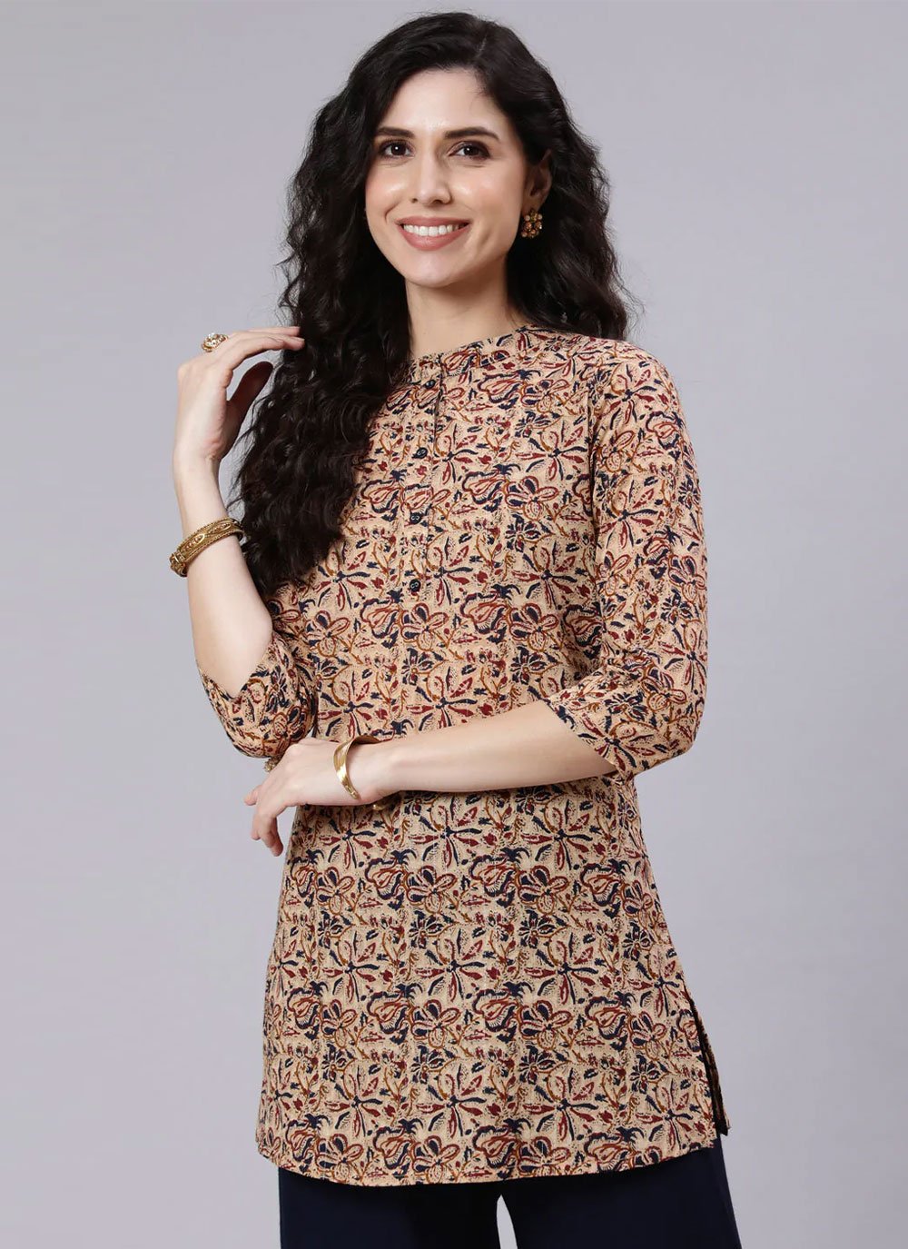 Designer Kurti Cotton Multi Colour Print Kurtis