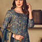 Salwar Suit Muslin Blue Embroidered Salwar Kameez