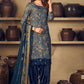 Salwar Suit Muslin Blue Embroidered Salwar Kameez