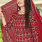 Patiala Suit Pashmina Maroon Print Salwar Kameez