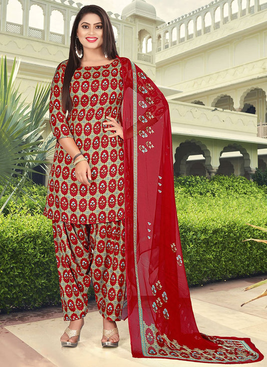 Patiala Suit Pashmina Maroon Print Salwar Kameez