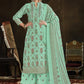 Palazzo Salwar Suit Pashmina Sea Green Print Salwar Kameez