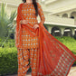 Salwar Suit Pashmina Orange Print Salwar Kameez