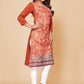 Casual Kurti Faux Crepe Peach Print Kurtis