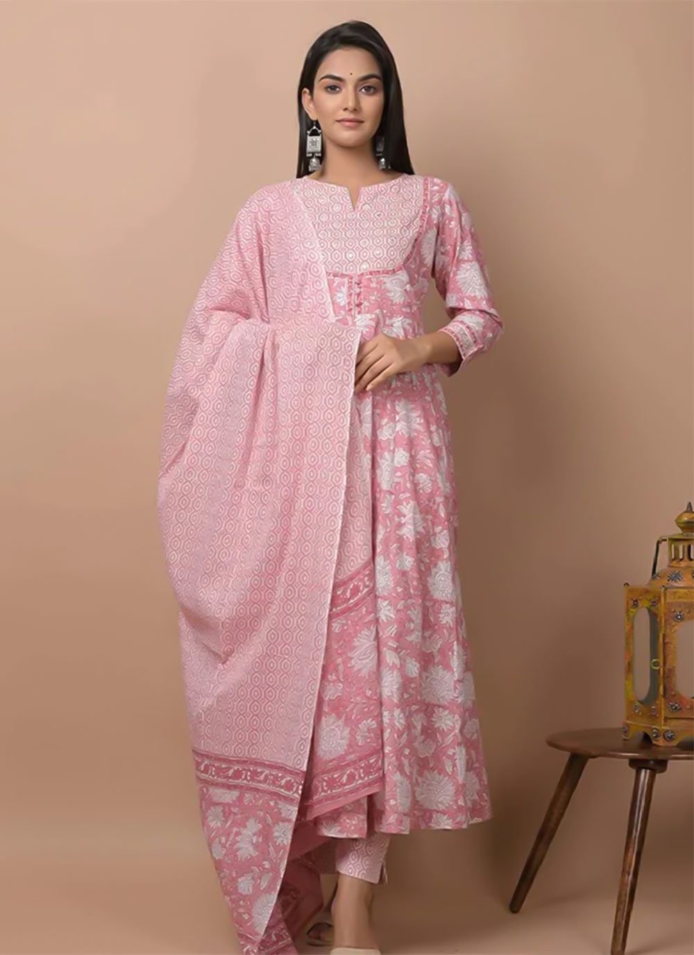 Salwar Suit Cotton Pink Print Salwar Kameez