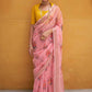 Classic Organza Pink Print Saree