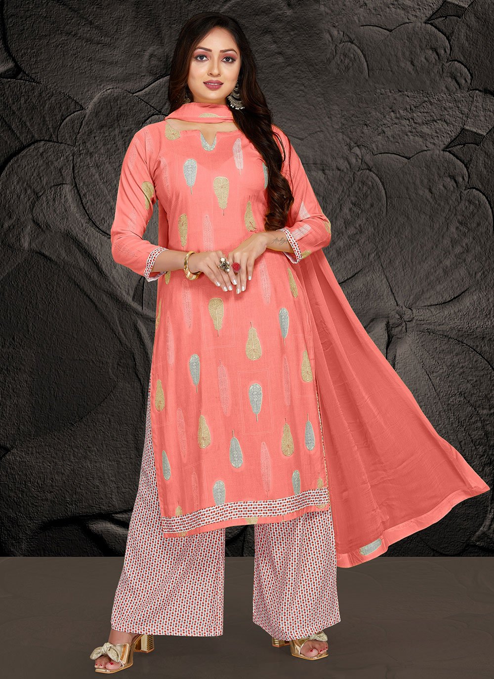 Salwar Suit Rayon Pink Print Salwar Kameez