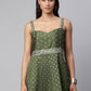 Floor Length Kurti Poly Silk Green Print Kurtis