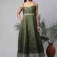 Floor Length Kurti Poly Silk Green Print Kurtis