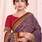 Classic Silk Purple Yellow Print Saree