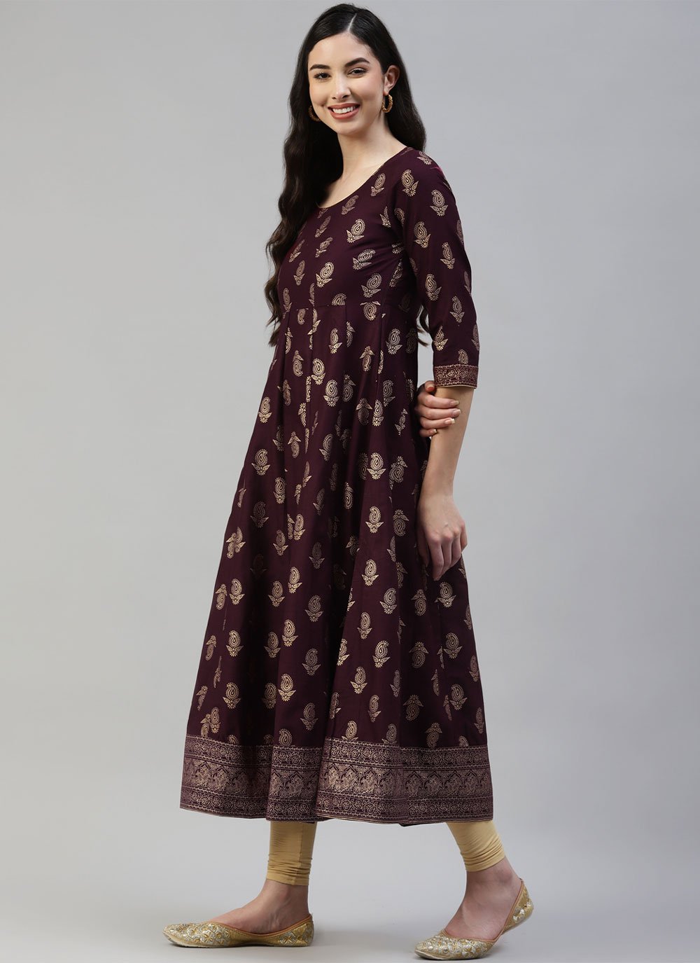 Salwar Suit Cotton Purple Print Salwar Kameez