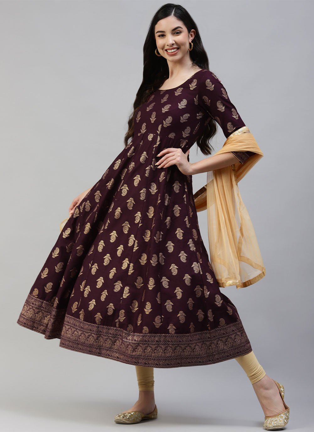 Salwar Suit Cotton Purple Print Salwar Kameez