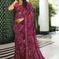 Casual Georgette Purple Lace Saree