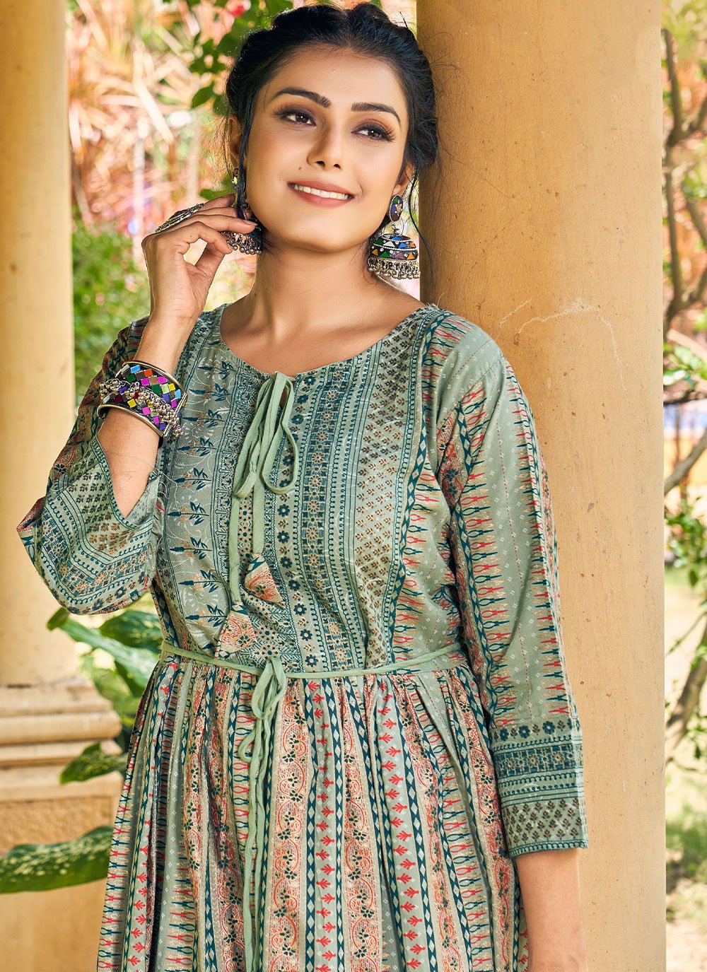 Casual Kurti Rayon Green Print Kurtis