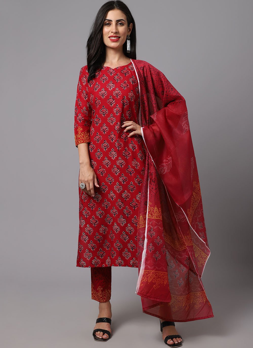 Trendy Suit Rayon Maroon Print Salwar Kameez