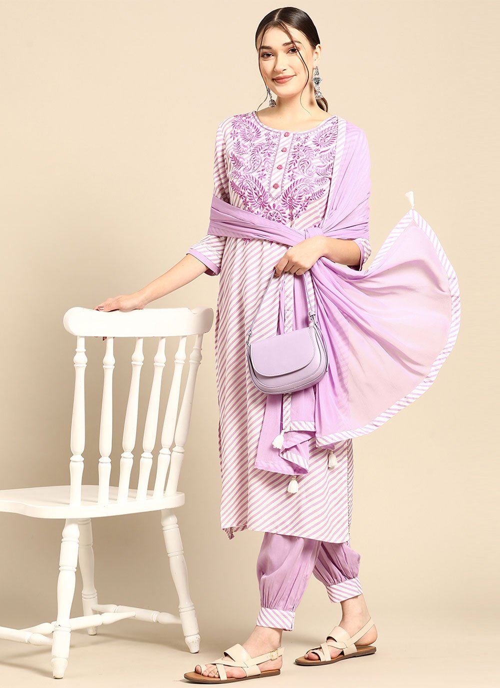 Salwar Suit Rayon Purple Print Salwar Kameez