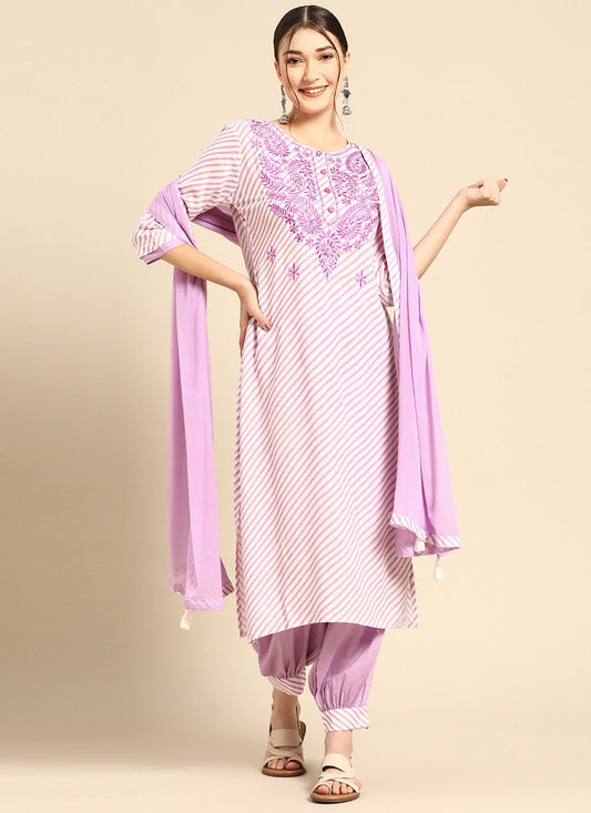 Salwar Suit Rayon Purple Print Salwar Kameez