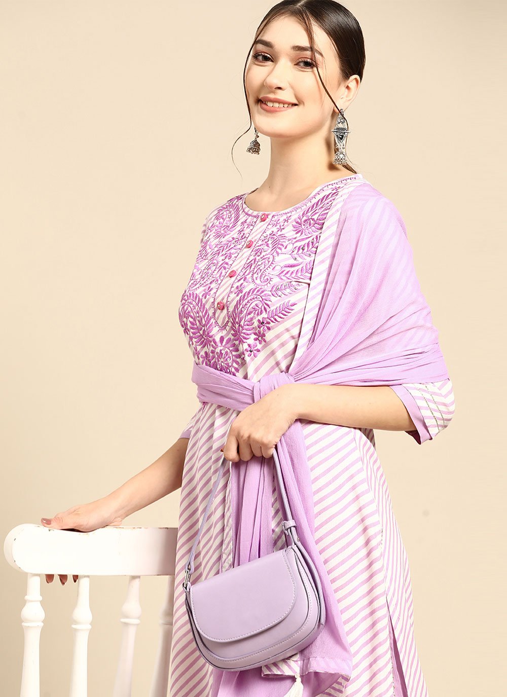 Salwar Suit Rayon Purple Print Salwar Kameez