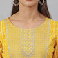 Anarkali Suit Rayon Yellow Print Salwar Kameez