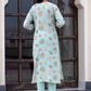 Salwar Suit Silk Sea Green Print Salwar Kameez