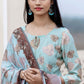 Salwar Suit Silk Sea Green Print Salwar Kameez