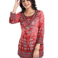 Designer Kurti Faux Crepe Red Print Kurtis