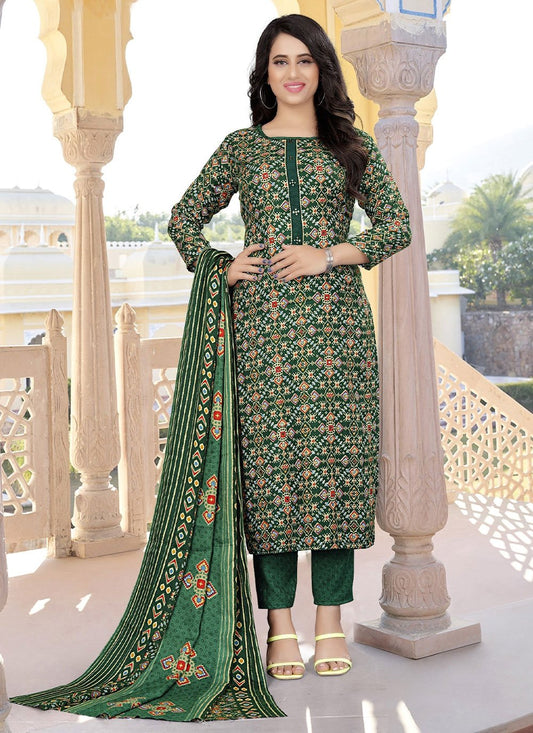 Salwar Suit Pashmina Green Print Salwar Kameez