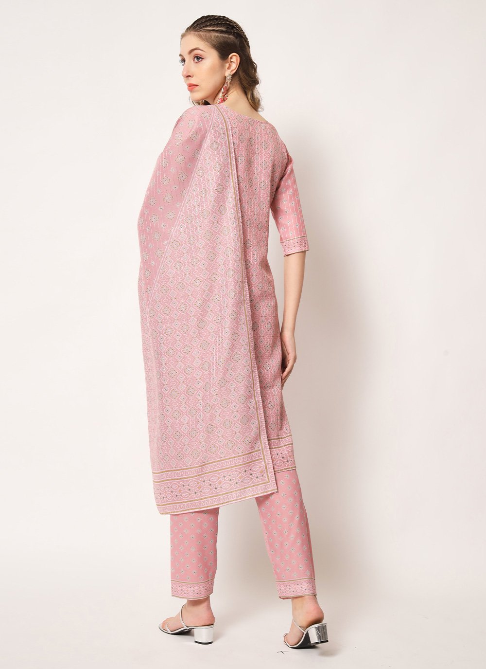 Salwar Suit Muslin Pink Embroidered Salwar Kameez
