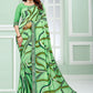 Classic Faux Georgette Green Patch Border Saree