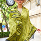 Contemporary Satin Green Print Saree