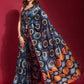 Contemporary Silk Blue Foil Print Saree