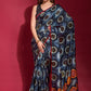 Contemporary Silk Blue Foil Print Saree