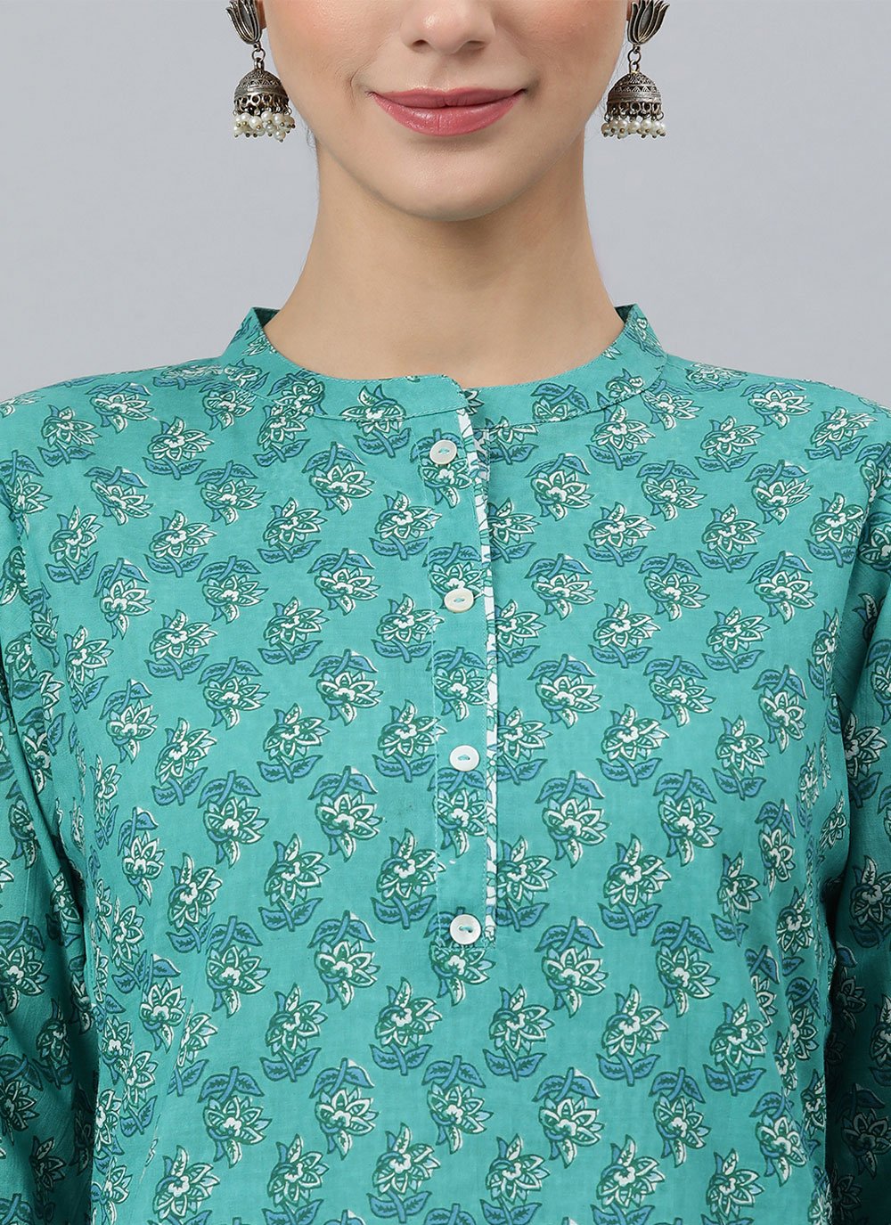 Salwar Suit Cotton Turquoise Print Salwar Kameez