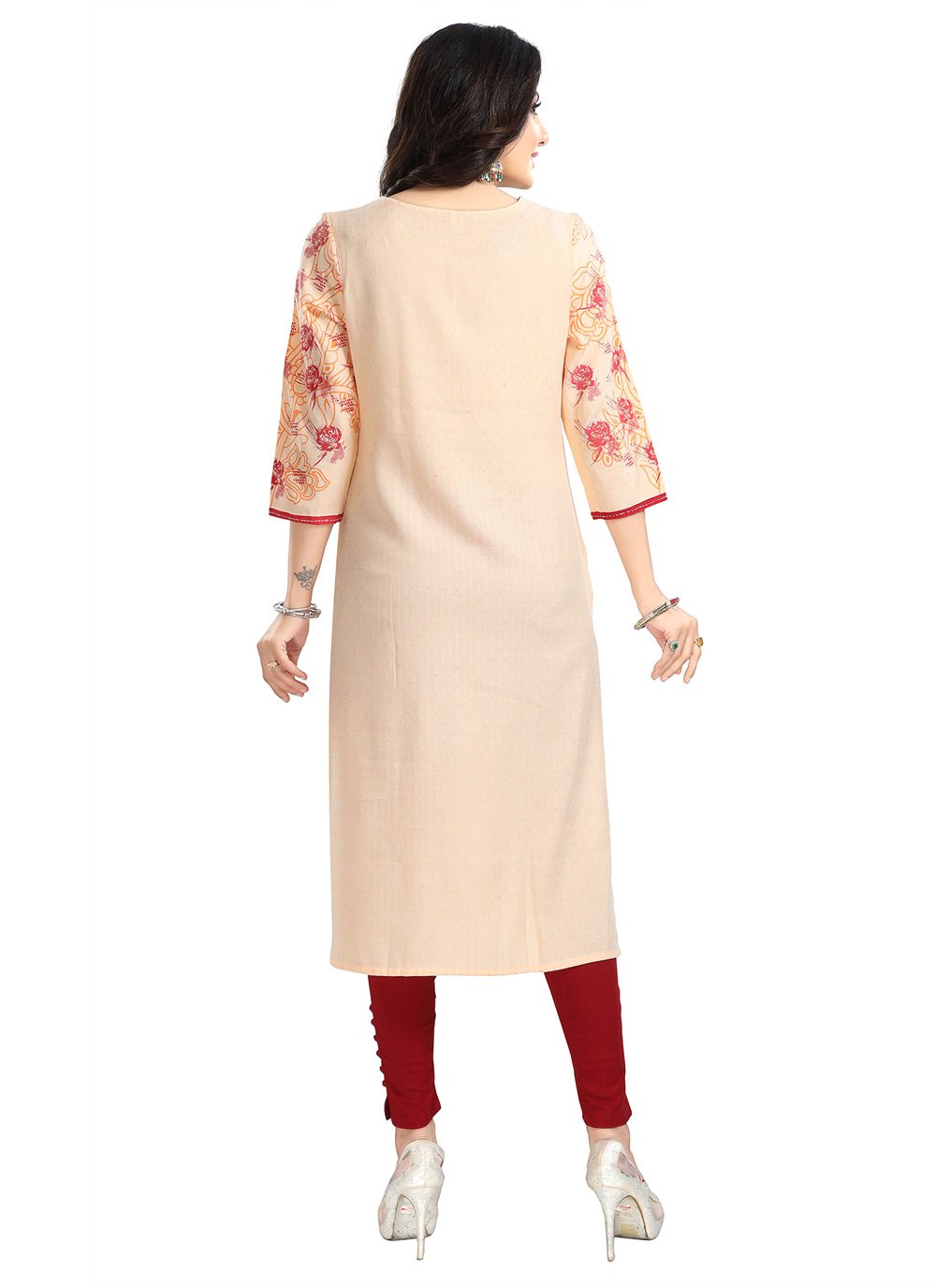 Casual Kurti Viscose Cream Print Kurtis