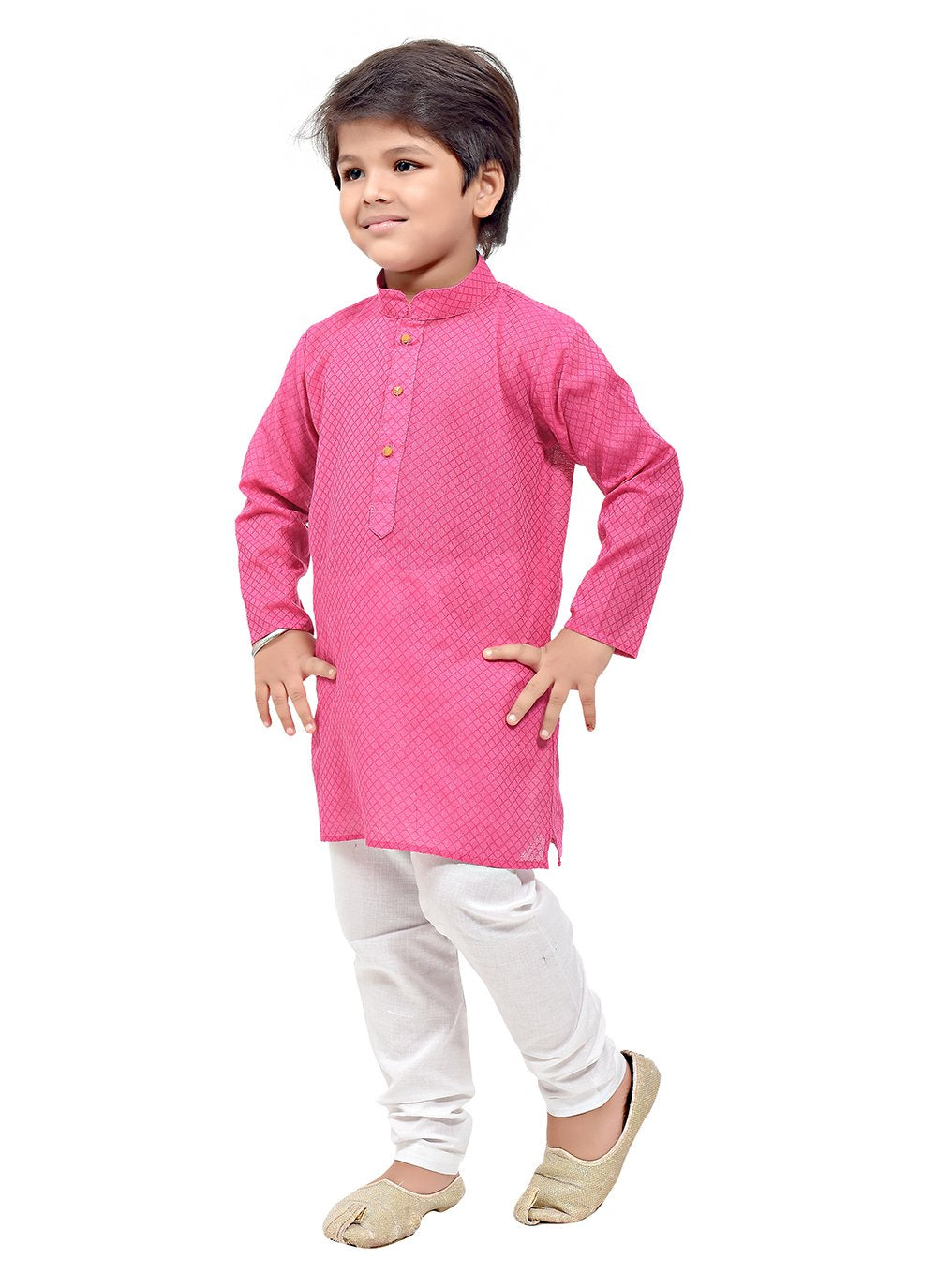 Kurta Pyjama Cotton Pink Print Kids