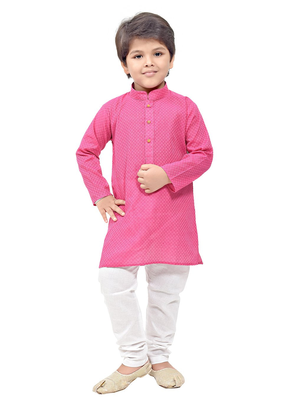 Kurta Pyjama Cotton Pink Print Kids