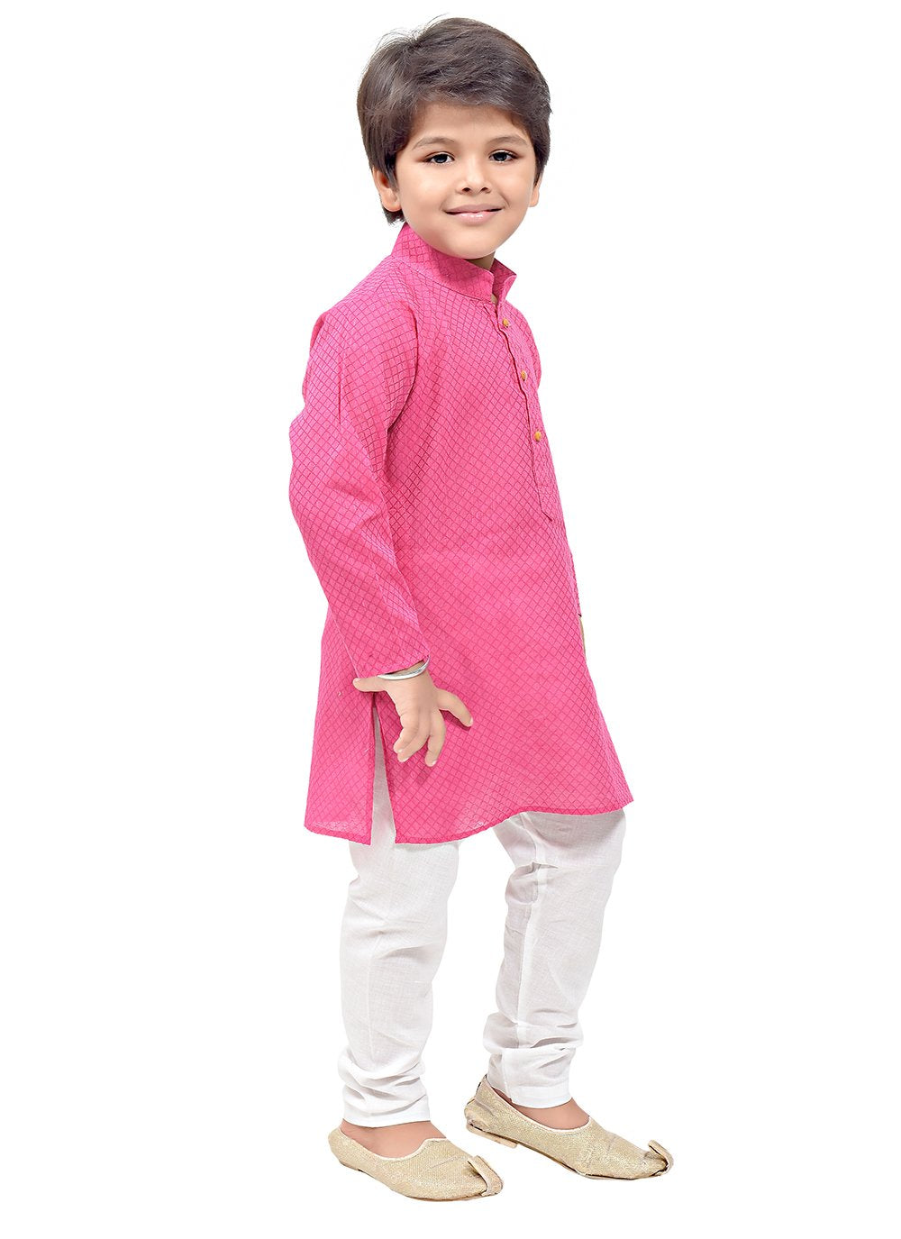Kurta Pyjama Cotton Pink Print Kids