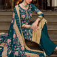 Salwar Suit Pure Crepe Teal Embroidered Salwar Kameez