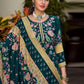 Salwar Suit Pure Crepe Teal Embroidered Salwar Kameez